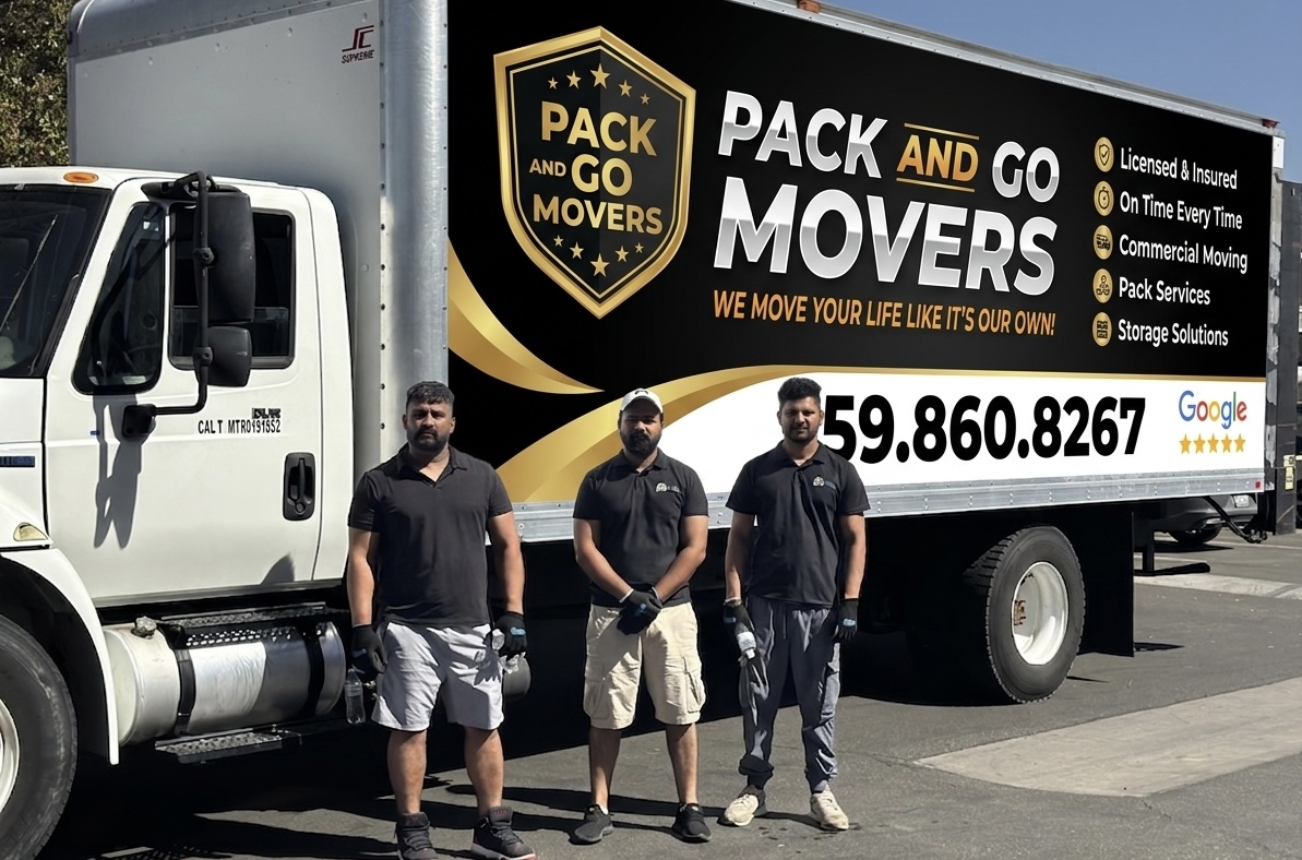 Pack And Go LLC Fresno moving crew beside the company truck
